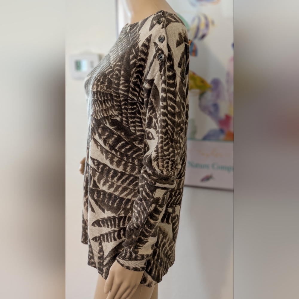 Ralph Lauren Silk & Cashmere Blend Scoop Neck Feather Design Sweater Small - Picture 3 of 8